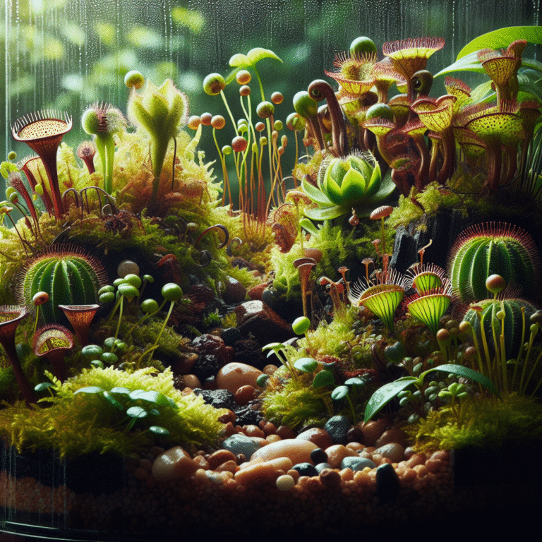 decoracão de terrários com plantas carnívoras pequenas