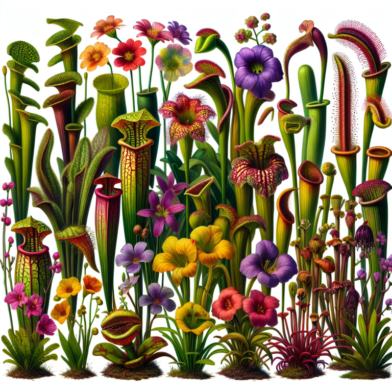 variedades de plantas carnívoras com flores coloridas
