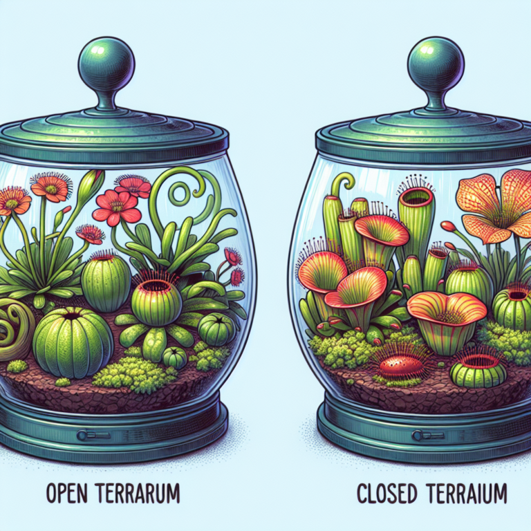 diferenças entre terrário aberto e fechado para plantas carnívoras.